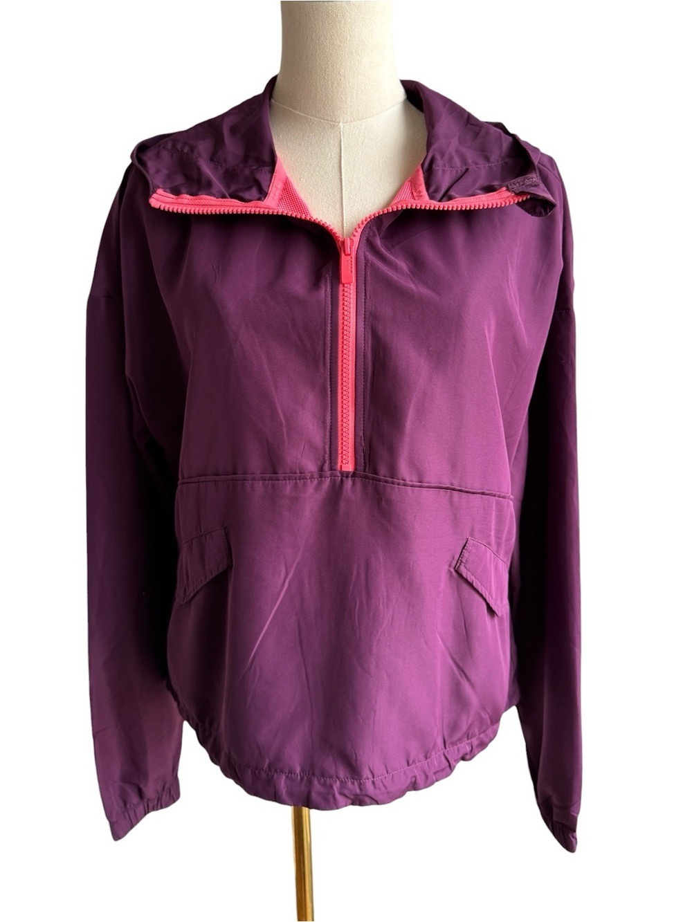 Diadora Half Zip Jacket Womens M Purple Lightweight Cropped Pullover Coat Sporty